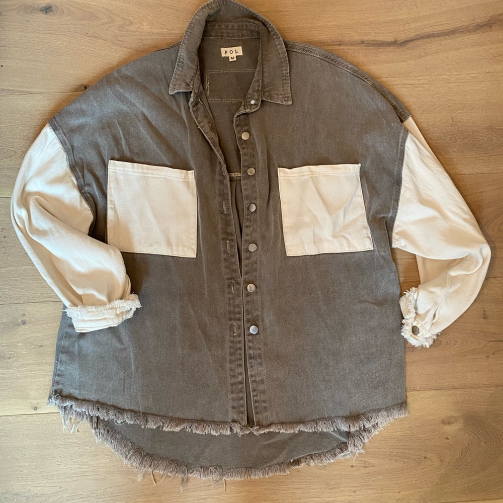 P O L color block shacket